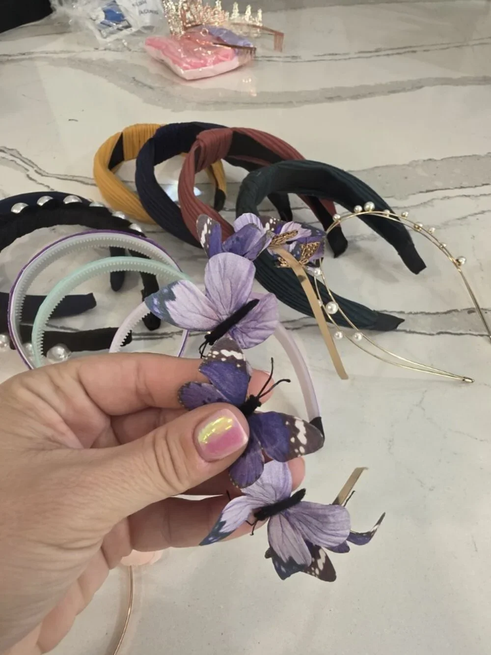 hair accessory bundle Assorted Headbands & Jaw Clips Pearls Flowers Butterflies